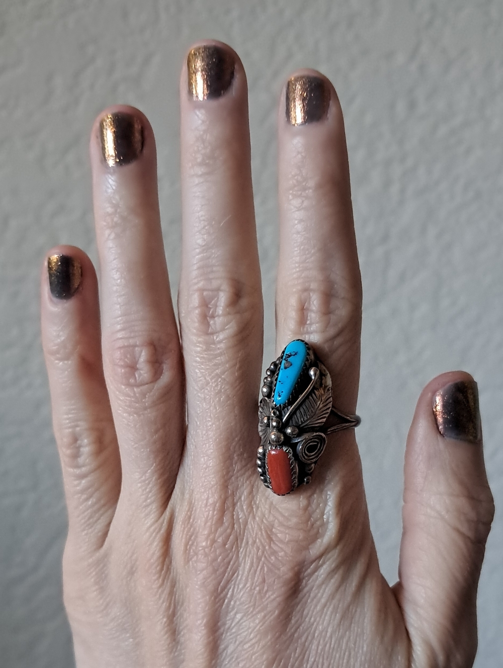 Turquoise Silver Ring Size 6